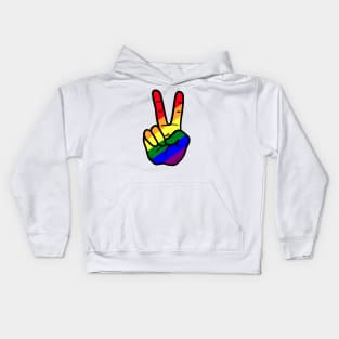 V Sign Hand Gesture Gay Rainbow Kids Hoodie